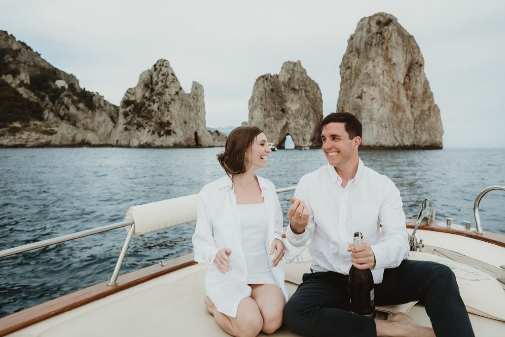 Capri elopement: boat ride around Capri Island