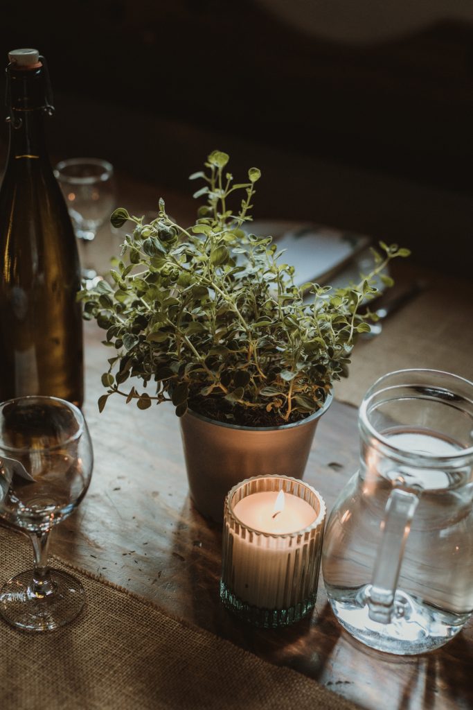 Potted plants wedding table decorations