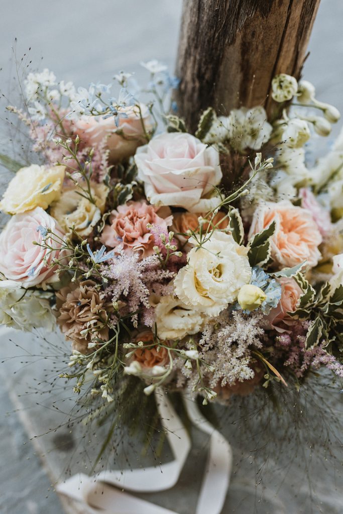pastel colour bridal bouquet