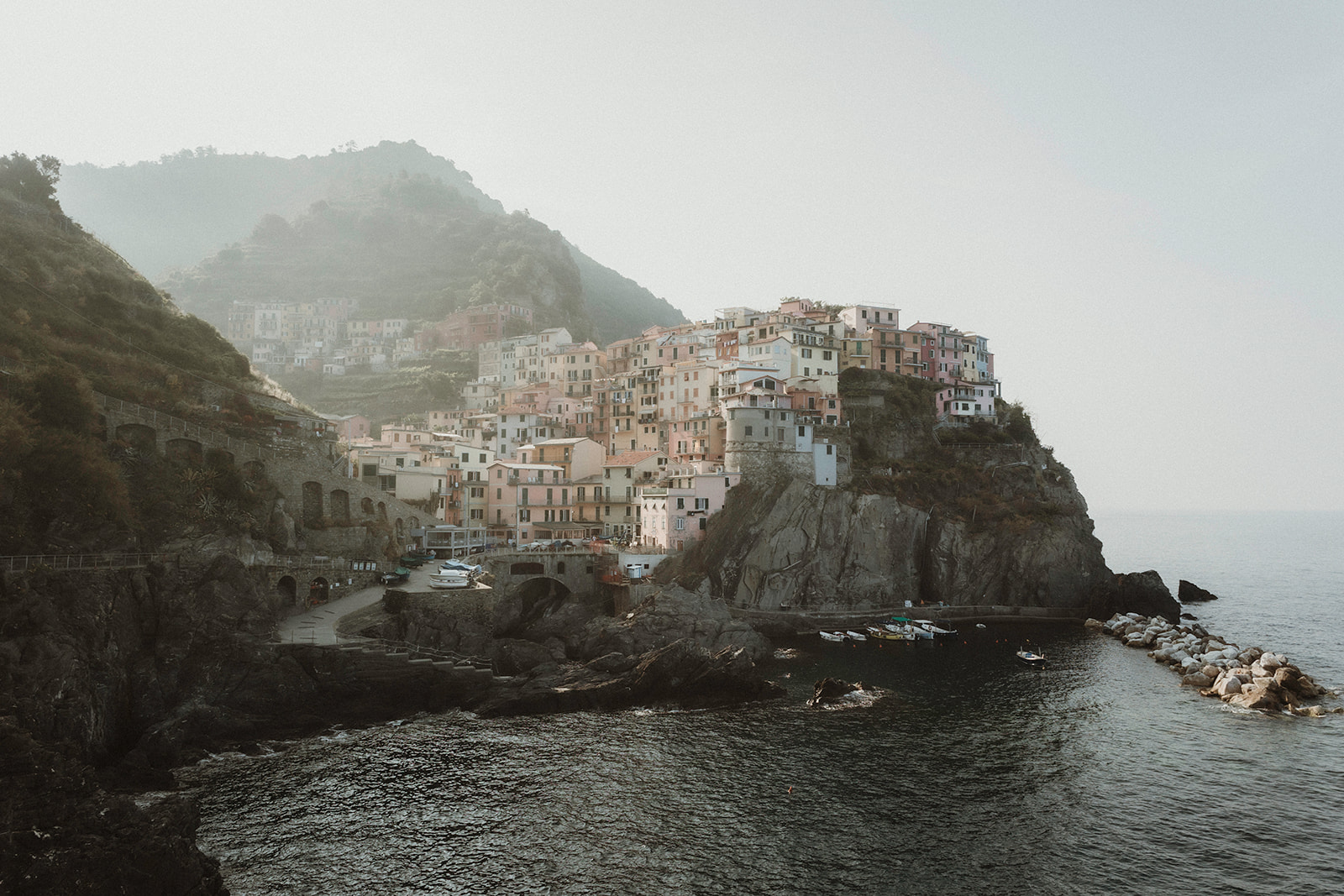 Views of Manarola at sunrise, Cinque Terre Italy