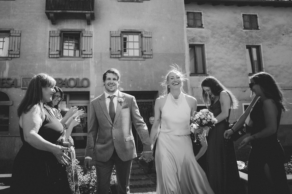 Holly & Loz during their legally binding civil ceremony at Villeneuve town hall, Aosta Valley, Italy.